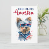 Patriottische hond - Yorkie 4 juli Kaart (Staand voorkant)