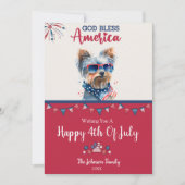 Patriottische Hond- Yorkie 4 juli kaart (Voorkant)