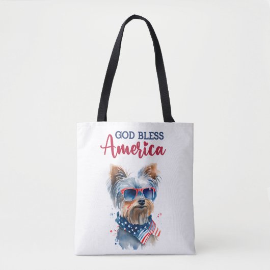Patriottische Hond-Yorkie Tote Bag (Voorkant)