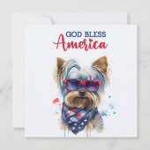 Patriottische Hond-Yorkshire Terrier 4 juli kaart (Voorkant)