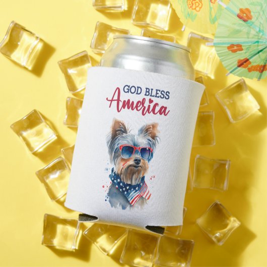 Patriottische Hond-Yorkshire Terrier Blikjeskoeler (Insitu Zomer)