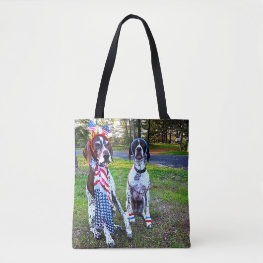 Patriottische honden en Fireworks All-Over-Print C Tote Bag (Voorkant)