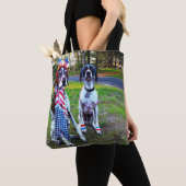 Patriottische honden en Fireworks All-Over-Print C Tote Bag (Dichtbij)
