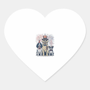 Patriottische Honden Trio Vintage Gravure Shirt On Hart Sticker