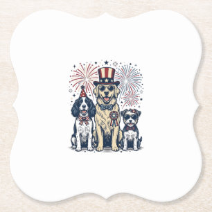 Patriottische Honden Trio Vintage Gravure Shirt On Kartonnen Onderzetters