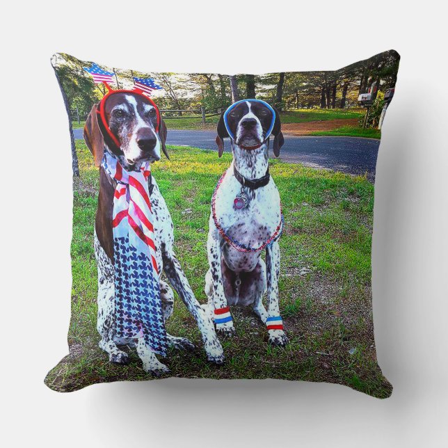 Patriottische Honden & Vuurwerk 20 x 20 Sierkussen (Voorkant)