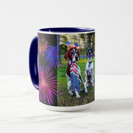 Patriottische Honden & Vuurwerk Celebration Combo Mok