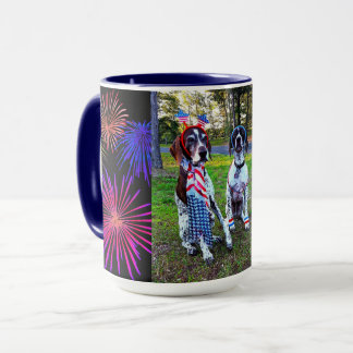 Patriottische Honden & Vuurwerk Celebration Combo Mok