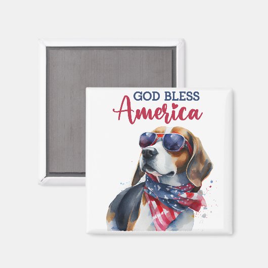 Patriottische hondenbeagle magneet (Voorkant / Achterkant)