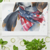 Patriottische hondenbeagle theedoek (Gevouwen)