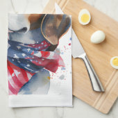 Patriottische hondenbeagle theedoek (Quarter Fold)
