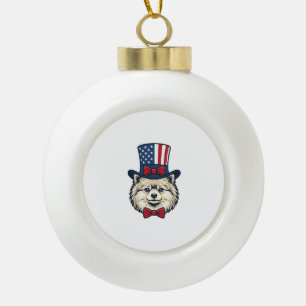 Patriottische hondenkop vintage graveer vector ont keramische bal ornament