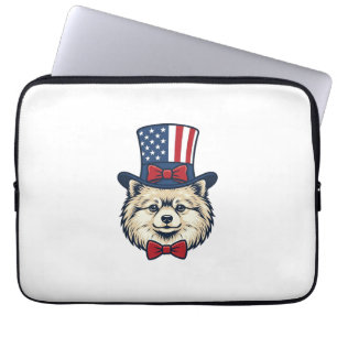 Patriottische hondenkop vintage graveerwerk vector laptop sleeve