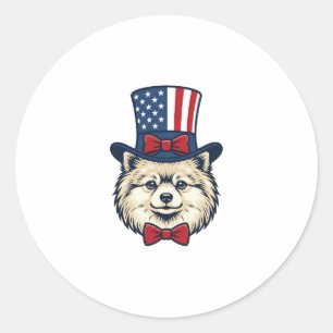 Patriottische Hondenkop Vintage Gravure Vector Des Ronde Sticker