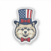 Patriottische Hondenkop Vintage Gravure Vector Des Sticker (Voorkant)