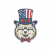 Patriottische Hondenkop Vintage Gravure Vector Des Sticker (Voorkant)