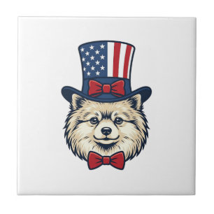 Patriottische Hondenkop Vintage Gravure Vector Des Tegeltje