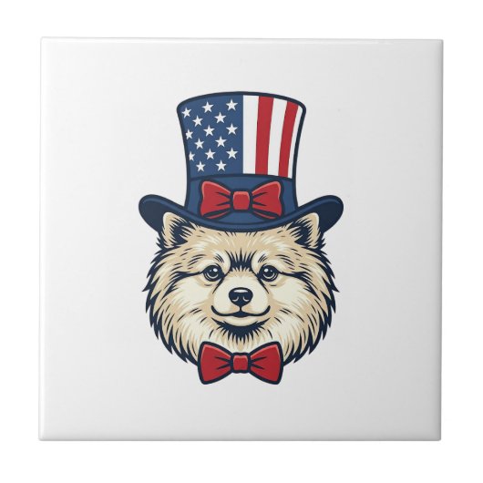 Patriottische Hondenkop Vintage Gravure Vector Des Tegeltje (Voorkant)