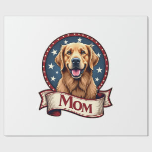 Patriottische Hondenmoeder Goud Retriever Vintage  Cadeaupapier