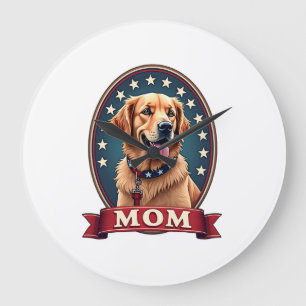 Patriottische Hondenmoeder Goud Retriever Vintage  Grote Klok