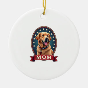 Patriottische Hondenmoeder Gouden Retriever Vintag Keramisch Ornament