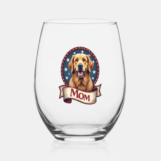 Patriottische Hondenmoeder Gouden Retriever Vintag Wijnglas Zonder Voet