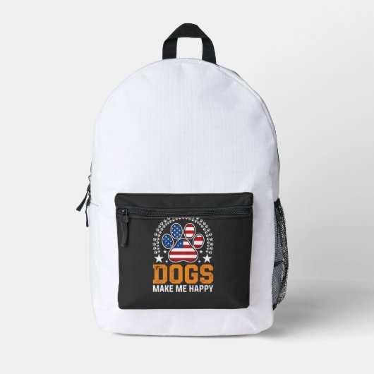 Patriottische hondenpootafdruk Vector Bedrukte Rugzak (Voorkant)