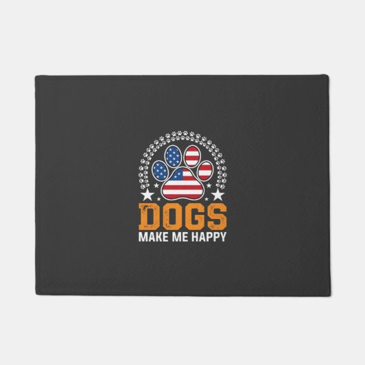 Patriottische hondenpootafdruk Vector Deurmat (Voorkant)