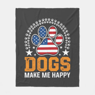 Patriottische hondenpootafdruk vector fleece deken