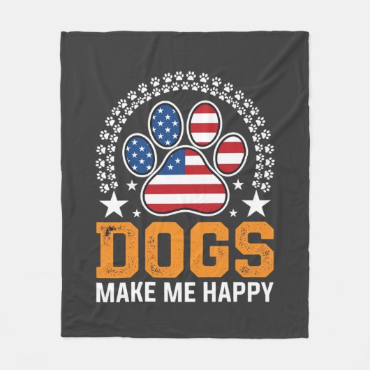 Patriottische hondenpootafdruk vector fleece deken (Voorkant)