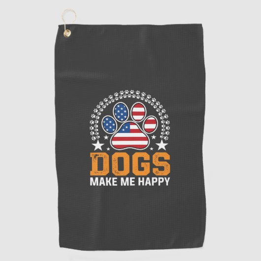 Patriottische hondenpootafdruk Vector Golfhanddoek (Voorkant)