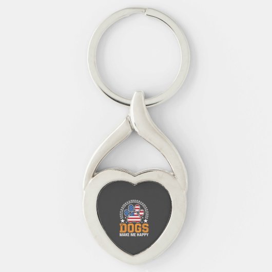 Patriottische hondenpootafdruk Vector Sleutelhanger (Voorkant)