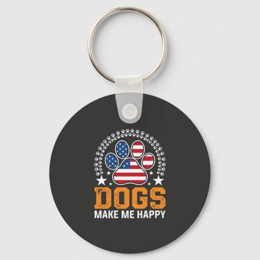 Patriottische hondenpootafdruk Vector Sleutelhanger (Voorkant)