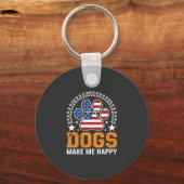 Patriottische hondenpootafdruk Vector Sleutelhanger (Voorkant)