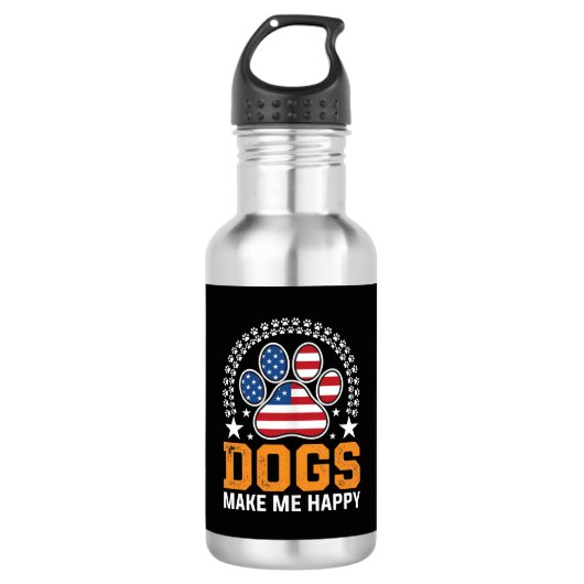 Patriottische hondenpootafdruk Vector Waterfles (Voorkant)