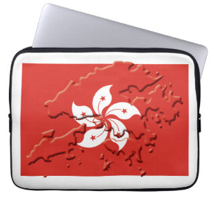 Patriottische HONG KONG-vlaggenplattegrond Laptop Sleeve