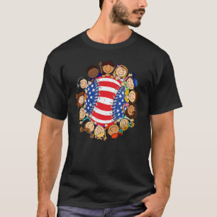 Patriottische honkbal 4 juli Amerikaanse vlag K T-shirt