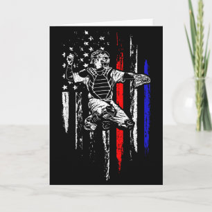 Patriottische Honkbal Catcher Amerikaanse Vlag Spo Kaart