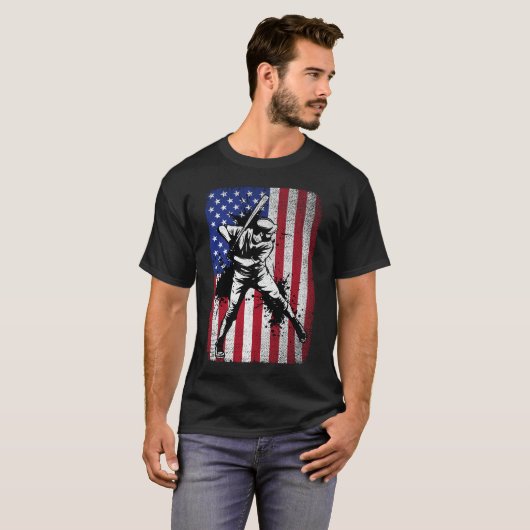  Patriottische Honkbal Liefhebbers Amerikaanse vla T-shirt (Voorkant volledig)