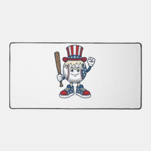 Patriottische honkbal mascotte vintage graveerontw bureaumat