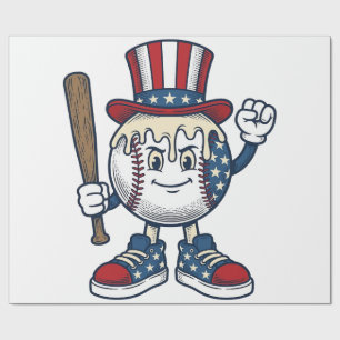 Patriottische honkbal mascotte vintage graveerontw cadeaupapier