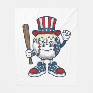 Patriottische honkbal mascotte vintage graveerontw fleece deken