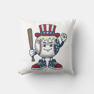 Patriottische honkbal mascotte vintage graveerontw kussen