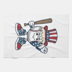 Patriottische honkbal mascotte vintage graveerontw theedoek