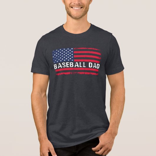 Patriottische Honkbal Vader Vlag Tri-Blend Shirt (Voorkant)