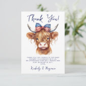 Patriottische Hoogland Koe 4 juli Baby shower Bedankkaart (Staand voorkant)