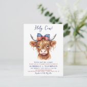 Patriottische Hoogland Koe 4 juli Baby shower Briefkaart (Staand voorkant)