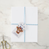 Patriottische Hoogland Koe 4 juli Baby shower Cadeaulabel (Met Touw)