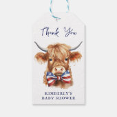 Patriottische Hoogland Koe Boerderij Dierlijk Baby Cadeaulabel (Achterkant)
