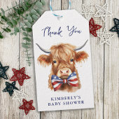 Patriottische Hoogland Koe Boerderij Dierlijk Baby Cadeaulabel